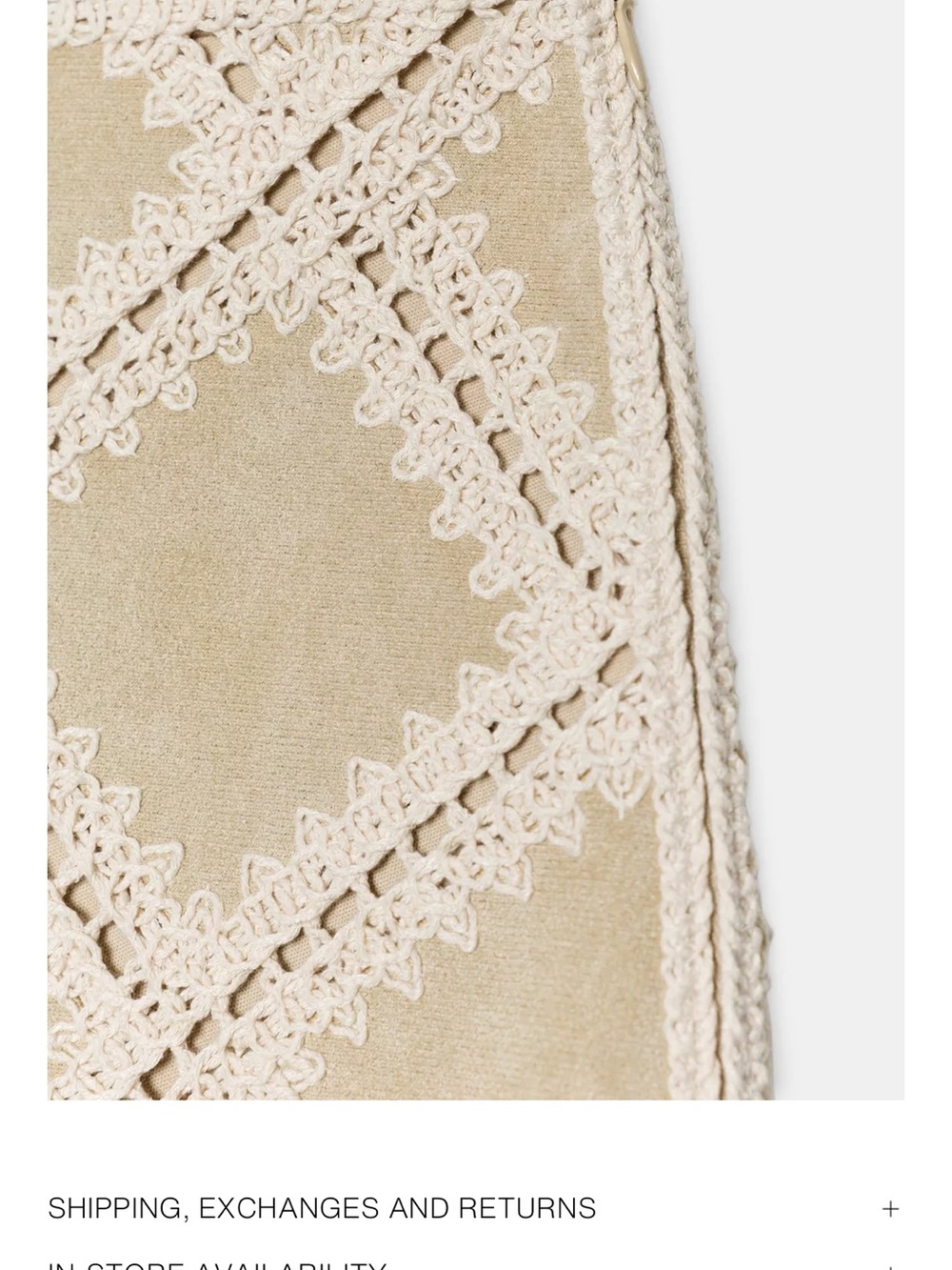 Zara Cream Crochet Diamond-Panel Mini Skirt - Picture 8 of 13